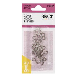 Birch Coat Hooks and Eyes, 6 sets (012537)