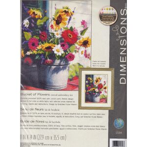 BUCKET OF FLOWERS Crewel Embroidery Kit 27.9 x 35.5cm, 1534