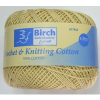 Birch Crochet and Knitting Cotton, 50g Ball, 100% Cotton, ECRU