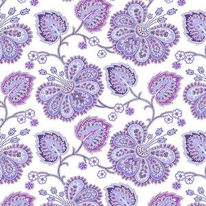 Lavender Fields, Violette Allover White, Cotton Fabric 110cm Wide (0183-3009)