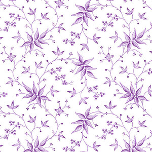 Lavender Fields, Elise Leaves Pink/White, Cotton Fabric 110cm Wide (0183-3421)