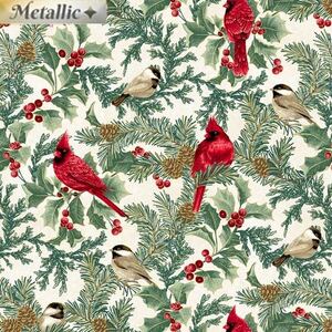 Winter Elegance Cardinal Elegance NATURAL 110cm Wide Cotton Fabric (0190-34309)