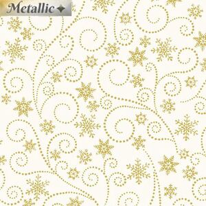 Winter Elegance Swirling Frost Metallic NATURAL 110cm Wide Cotton Fabric (0190-3609)