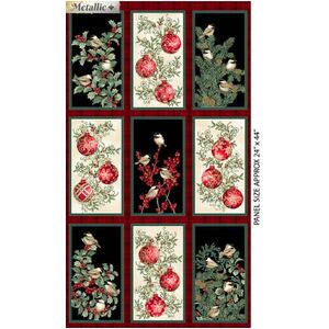 Winter Elegance Ornaments PANEL MULTI 100% Cotton Fabric, 112cm x 60cm Per Panel