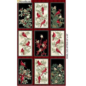Winter Elegance Bird PANEL MULTI 100% Cotton Fabric, 112cm x 60cm Per Panel