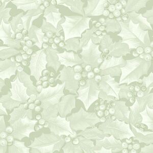 Winter Elegance Holly &amp; Berries LIGHT GREEN 110cm Wide Cotton Fabric (0190-4340)