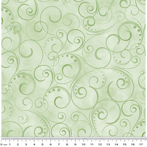 53CM REMNANT Spring Breeze, Breezy Scroll Sage, Cotton Fabric 110cm Wide (0202-8704)