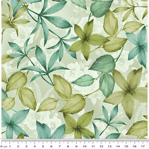 Spring Breeze, Breezy Leaves Sage, Cotton Fabric 110cm Wide (0202-8804)