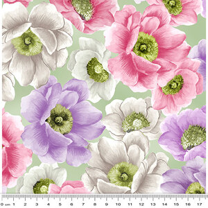 Spring Breeze, Breezy Blossoms Sage, Cotton Fabric 110cm Wide (0202-8904)