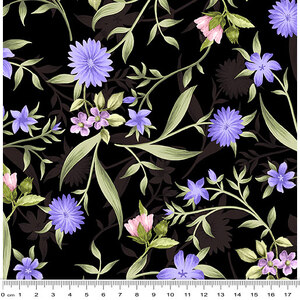 Spring Breeze, Meadow Black, Cotton Fabric 110cm Wide (0202-9012)