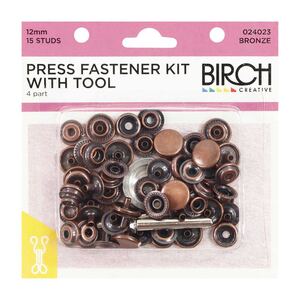 Press Fastener Kit 4 Parts With Tools Bronze by Birch