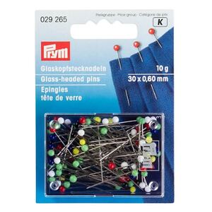 Prym Glass-Headed Pins, 0.60 x 30mm, Multi-Colour, 20g #029217