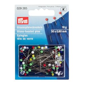 Prym Glass-Headed Pins, 0.60 x 30mm, Multi-Colour, 10g Pack