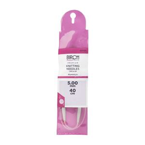 Birch Circular Knitting Needle, 40cm x 5.00mm, Circular Knitting Pins # 031101