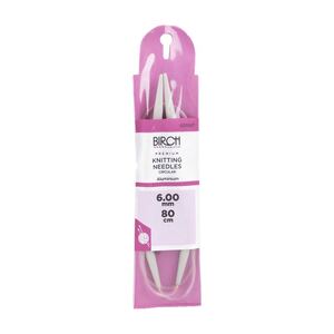 Birch Circular Knitting Needle, 80cm x 6.00mm, Circular Knitting Pins # 031107