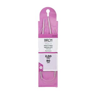 Birch Circular Knitting Needle, 80cm x 2.00mm, Circular Knitting Pins # 031109
