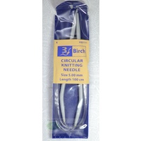 Birch Circular Knitting Needle, 100cm, 5.00mm, Circular Knitting Pins #031111
