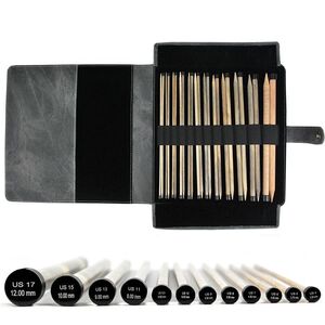 LYKKE Driftwood Straight Knitting Needle Set 14&quot; (12 Pairs) Grey Denim