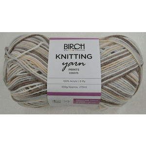 Birch 100% Acrylic Knitting Yarn, 8 Ply 100g Ball (Ap. 270m), BABY NEUTRALS