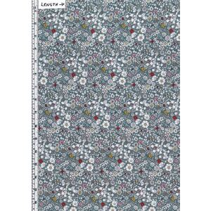 Tana Lawn JUNE&#39;S MEADOW (F) Grey 100% Cotton 136cm Wide per 50cm