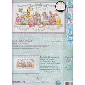 Dimensions TOY SHELF BIRTH RECORD Counted Cross Stitch Kit 16&quot; x 9&quot; #03729