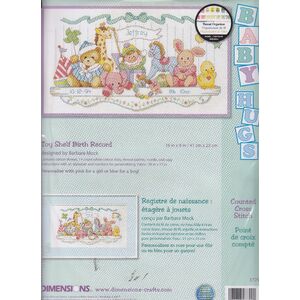 Dimensions TOY SHELF BIRTH RECORD Counted Cross Stitch Kit 16&quot; x 9&quot; #03729