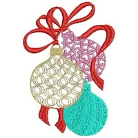 Christmas Decoration Ribbon and Balls Machine Embroidery Design, 120mm x 68mm, (041130-xmas-dec2-120)