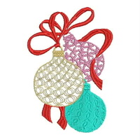 Christmas Decoration Ribbon and Balls Machine Embroidery Design, 145mm x 99mm, (041130-xmas-dec2-145)