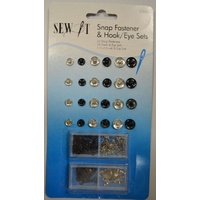 Sew It 24 Snap Fasteners, 28 Hook and Eye Sets, 4 Skirt Hook and Eye Sets