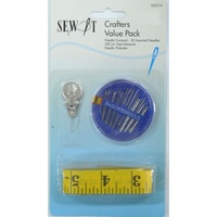 Sew It Crafters Valve Pack, Compact with 30 Needles, 300cm Tape measure and Threader