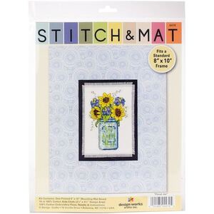Floral Jar Cross Stitch & Mat #4470 by Design Works Crafts Inc