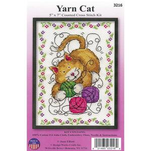 Joan Elliott YARN CAT 5&quot; x 7&quot; Counted Cross Stitch Kit #3216