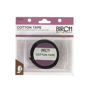 Birch Cotton Tape 12mm x 4.5 Metres BLACK Non-Stretch 100% Cotton