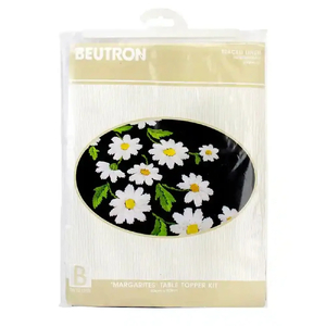 MARGUERITES Table Topper Traced Linen Cross Stitch Kit 80 x 80cm, 07036.01