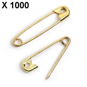 Safety Pins No. 2/0, 23mm, Gold-Coloured 1000 Piece Pack by Prym
