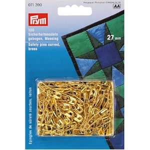 Prym 27mm Safety Pins Curved with Coil Brass, Gold Tone, Pack of 120