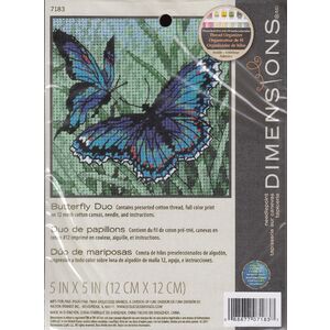 BUTTERFLY DUO Needlepoint Kit 5" x 5", Printed Canvas, 07183