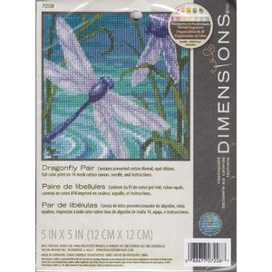 DRAGONFLY PAIR Needlepoint Kit 5&quot; x 5&quot;, 07208, Full colour print Canvas