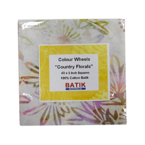 Batik Australia &quot;COUNTRY FLORALS&quot;, 40 x 10 Inch Fabric Squares - LIMITED STOCK