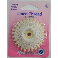 Hemline Linen Thread 20m WHITE, 100% Linen For Saddlery Canvas Upholstery Etc.