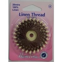 Hemline Linen Thread 20metres BROWN, 100% Linen For Saddlery Canvas Upholstery Etc.