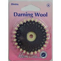 Hemline Darning Wool, 20m NAVY BLUE Strong yarn for darning socks, pullovers, jumpers etc.