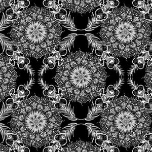 Great Southern Land Mandala Bloom Black, 112cm Wide 100% Cotton Fabric