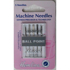 Hemline (Klasse) Machine Needles, Ballpoint Assorted Pack of 5 Needles