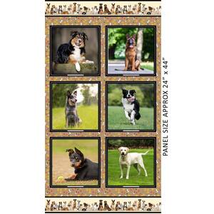 Canine Companions Furry Friends Cotton Fabric PANEL A 60cm x 110cm