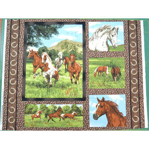 Fabri-Quilt Inc Cotton Print Fabric, BORN FREE HORSES PANEL, 110cm W x 88 H