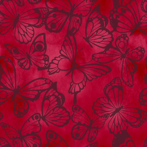 Butterflies CHERRY RED, 112cm Wide Cotton Fabric 1144A