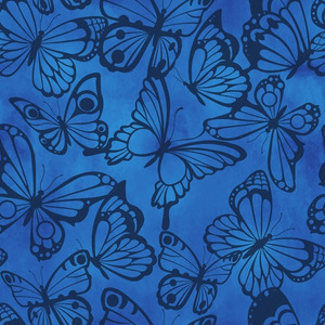 Butterflies BLUE, 112cm Wide Cotton Fabric 1144G