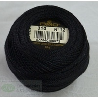 DMC Perle (Pearl) 12 Cotton #310 BLACK 10g Ball 120m