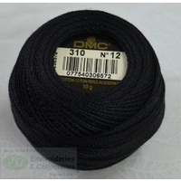 DMC Perle 12 Cotton #310 BLACK 10g Ball 120m